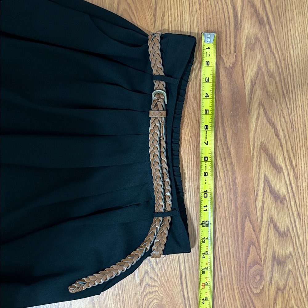 Modcloth Black Midi Skirt with Brown Braided Belt - Picture 7 of 8